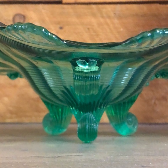Beautiful Aquamarine Ornate Glass Candy Dish ✨ - Picture 2 of 6